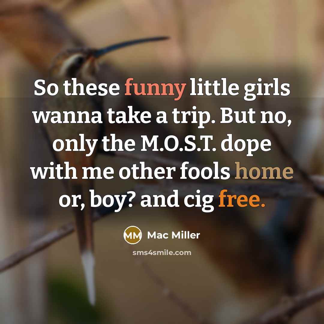 “So these funny little girls wanna take a trip. But…” quote by Mac Miller