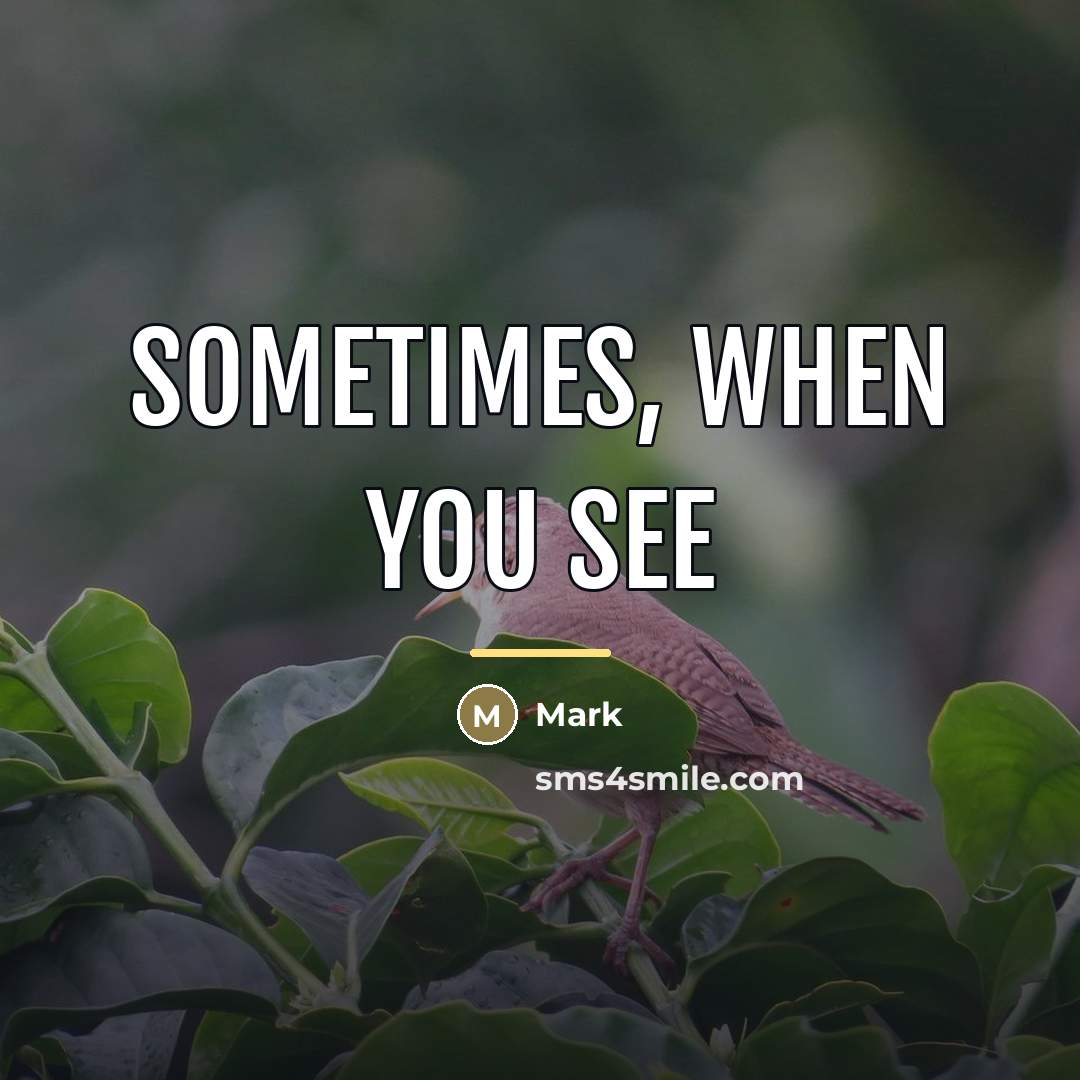 “Sometimes, When you see…” quote by Mark