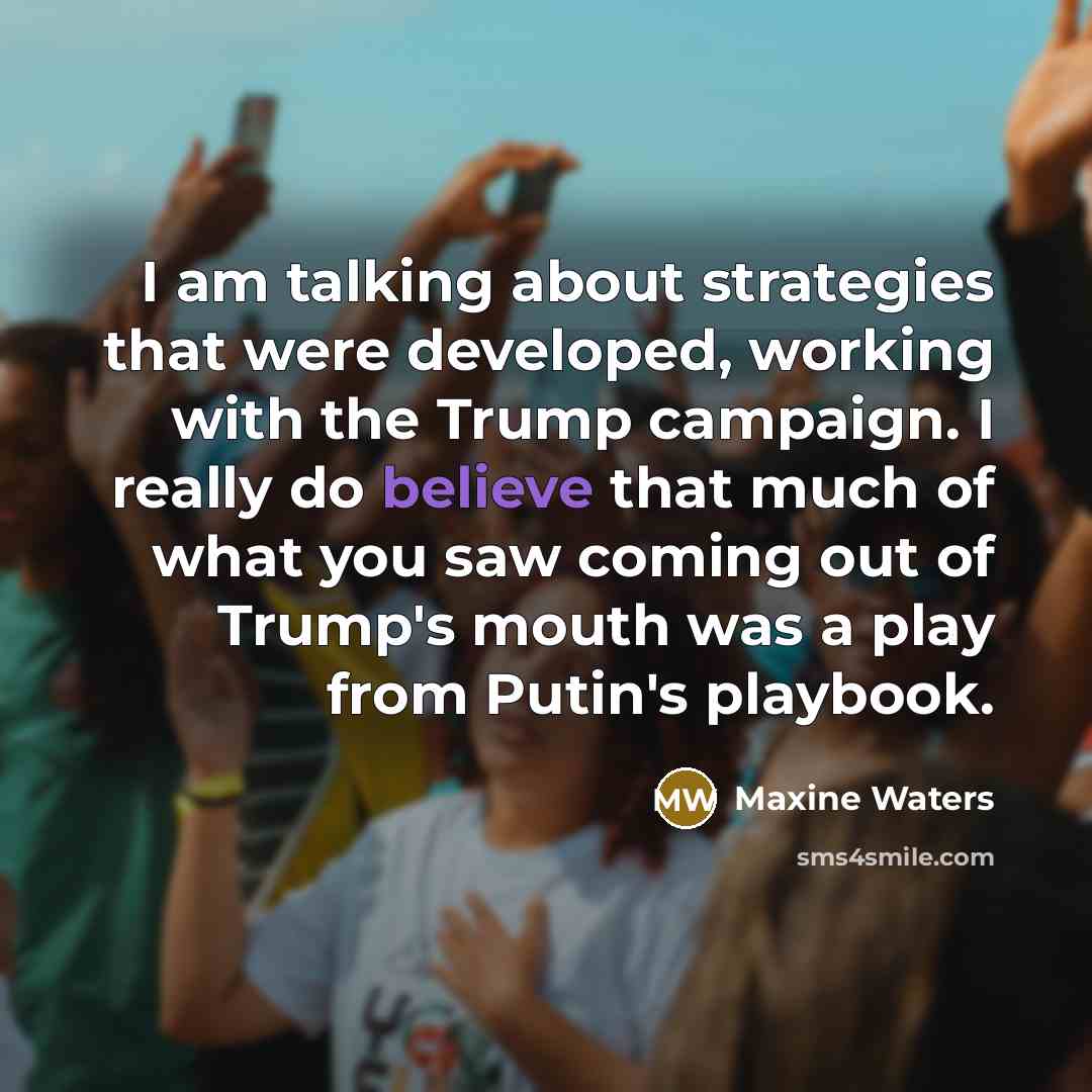 “I am talking about strategies that were developed, working with…” quote by Maxine Waters