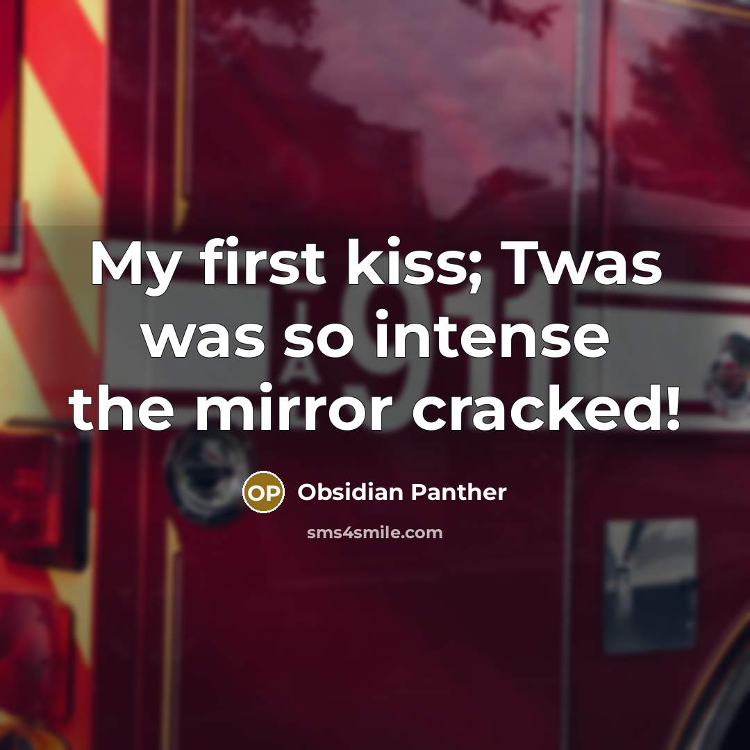 “My first kiss; Twas was so intense the mirror cracked!…” quote by Obsidian Panther