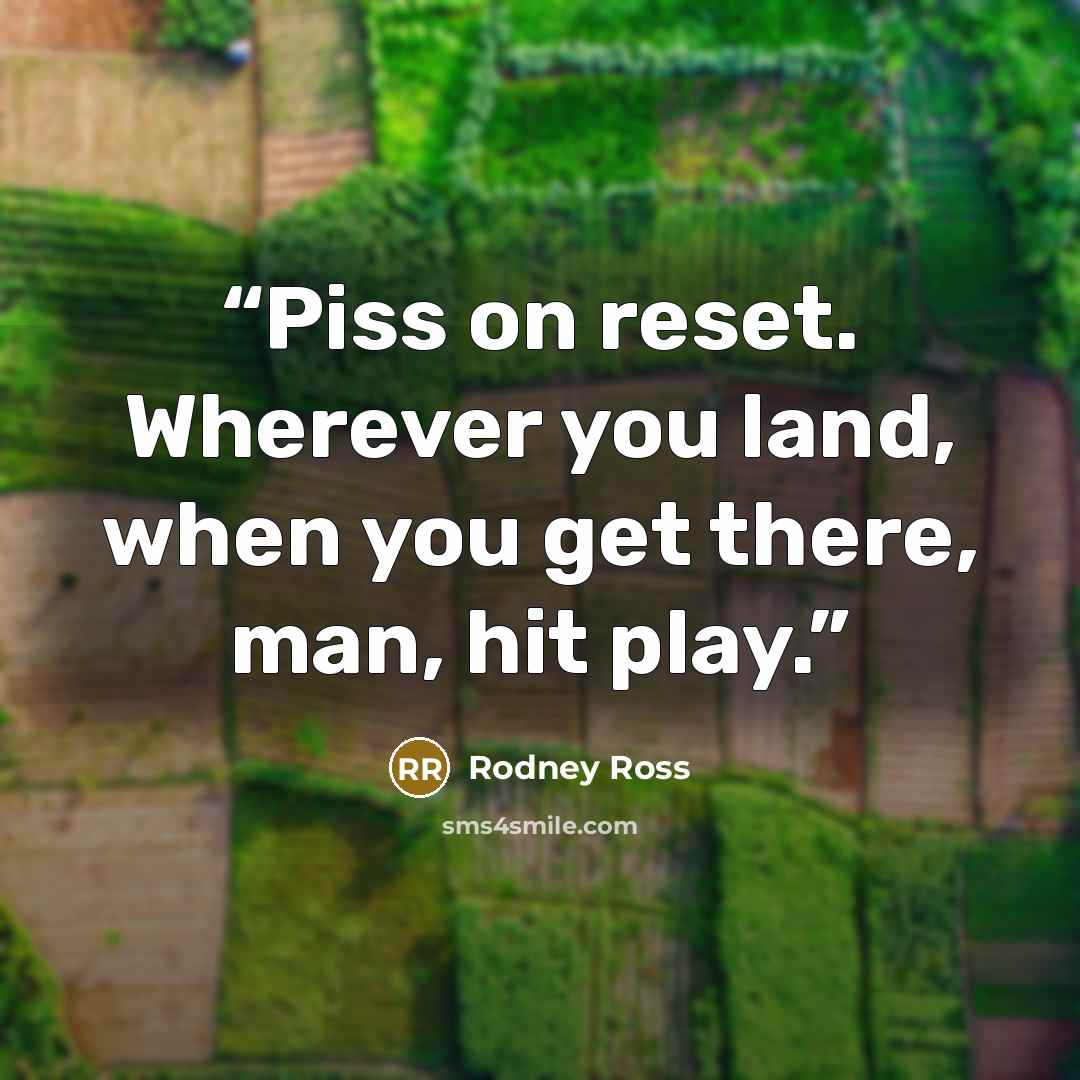 “Piss on reset. Wherever you land, when you get there, man, hit play.” quote by Rodney Ross