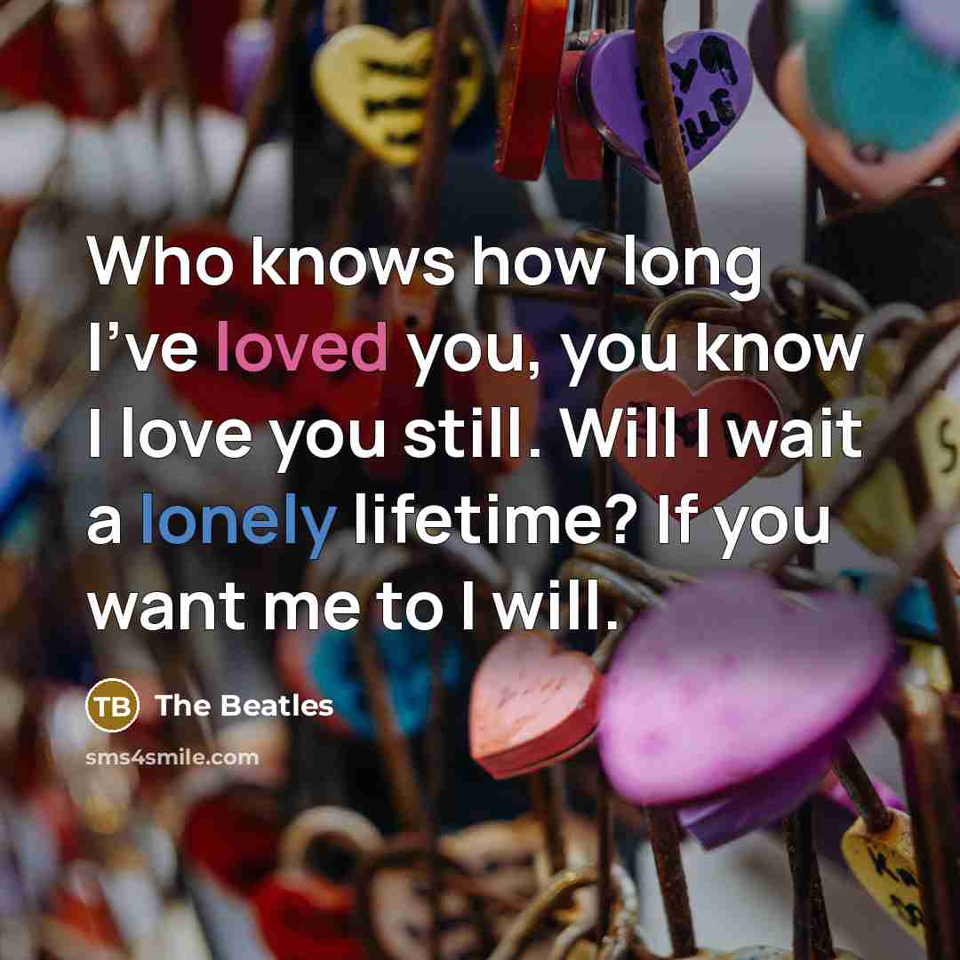 “Who knows how long I've loved you, you know I love you still. Will I wait a lonely lifetime? If you want me to I will.” quote by The Beatles