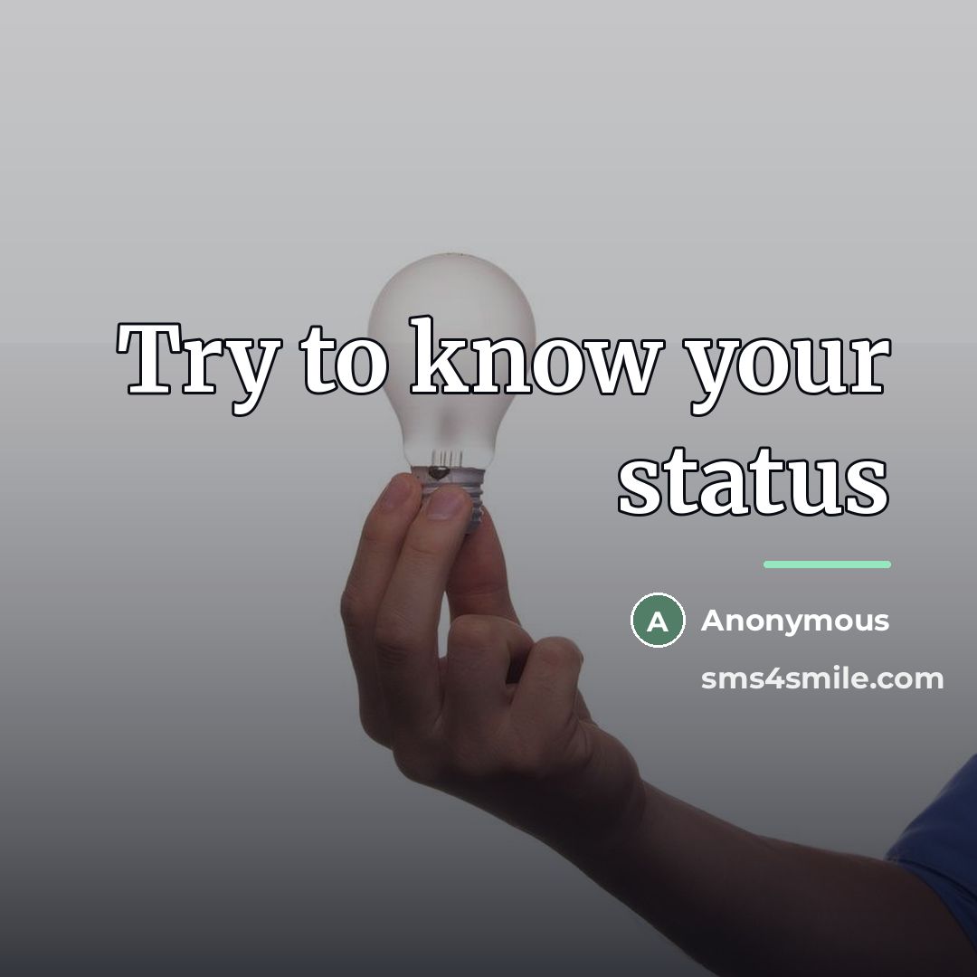 “Try to know your status…” quote by Anonymous