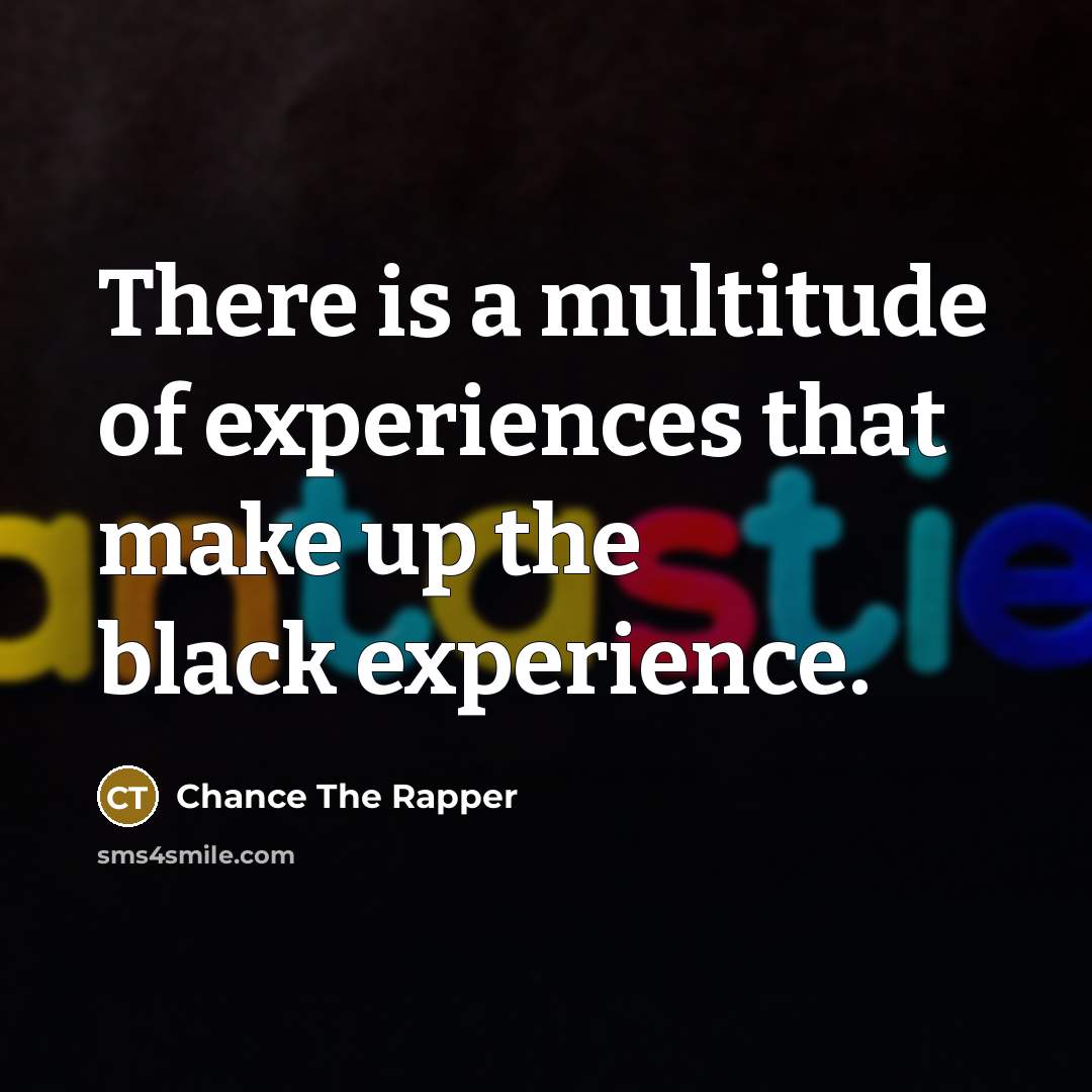 “There is a multitude of experiences that make up the…” quote by Chance The Rapper