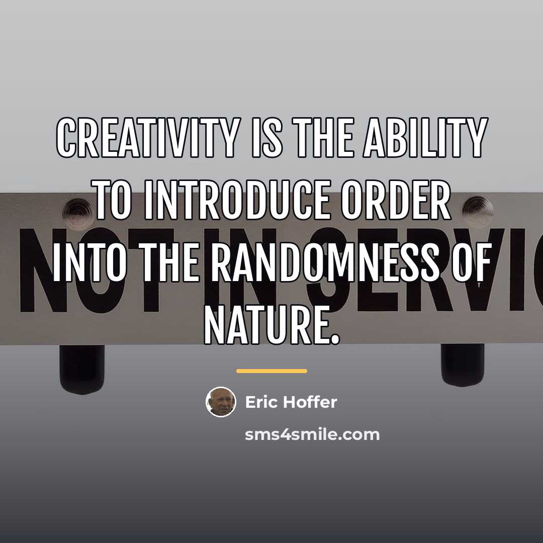 “Creativity is the ability to introduce order into the randomness…” quote by Eric Hoffer