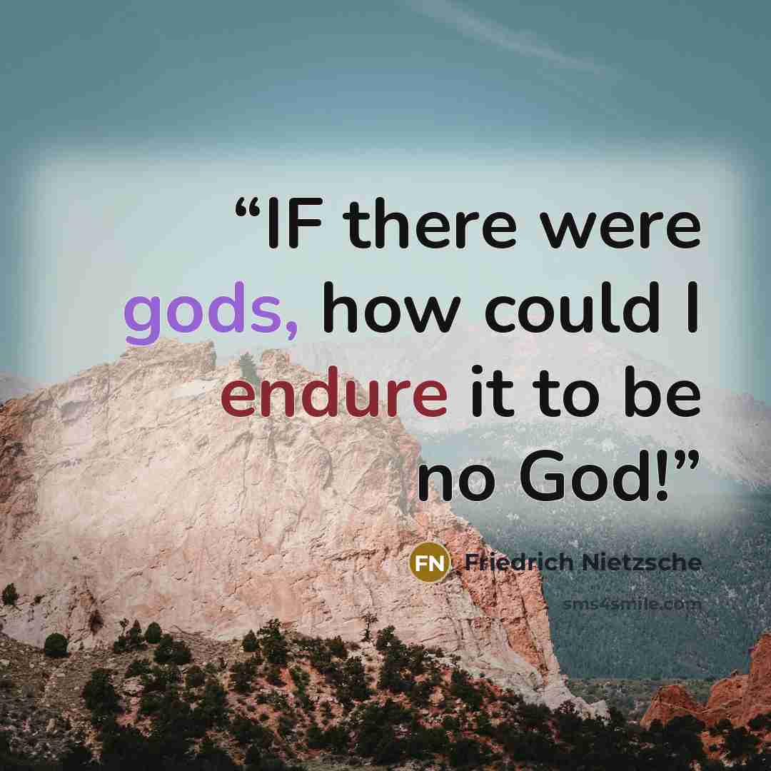 “IF there were gods, how could I endure it to be no God!” quote by Friedrich Nietzsche