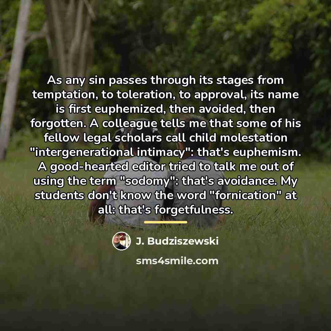“As any sin passes through its stages from temptation, to…” quote by J. Budziszewski