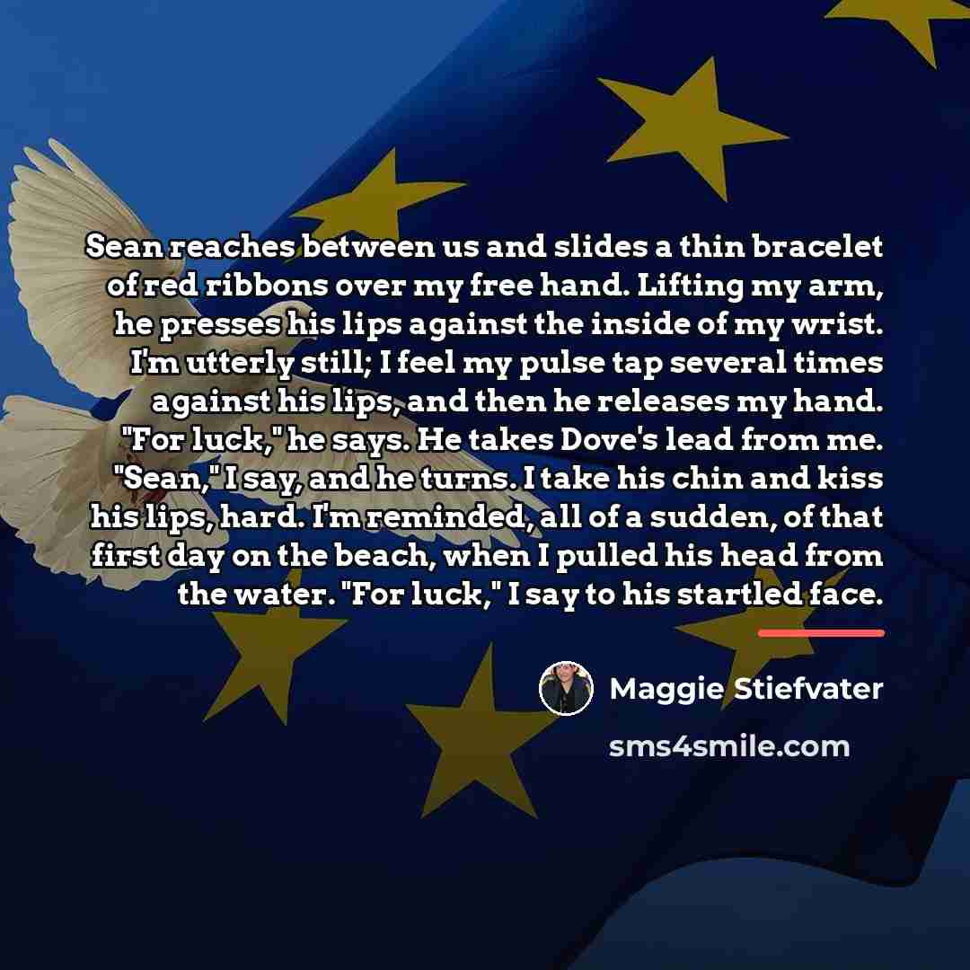 “Sean reaches between us and slides a thin bracelet of…” quote by Maggie Stiefvater