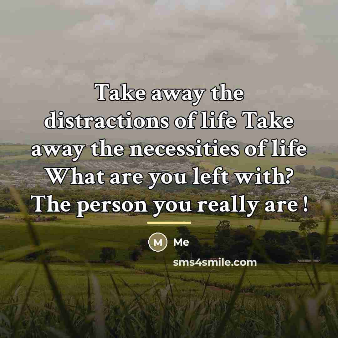 “Take away the distractions of life Take away the necessities…” quote by Me