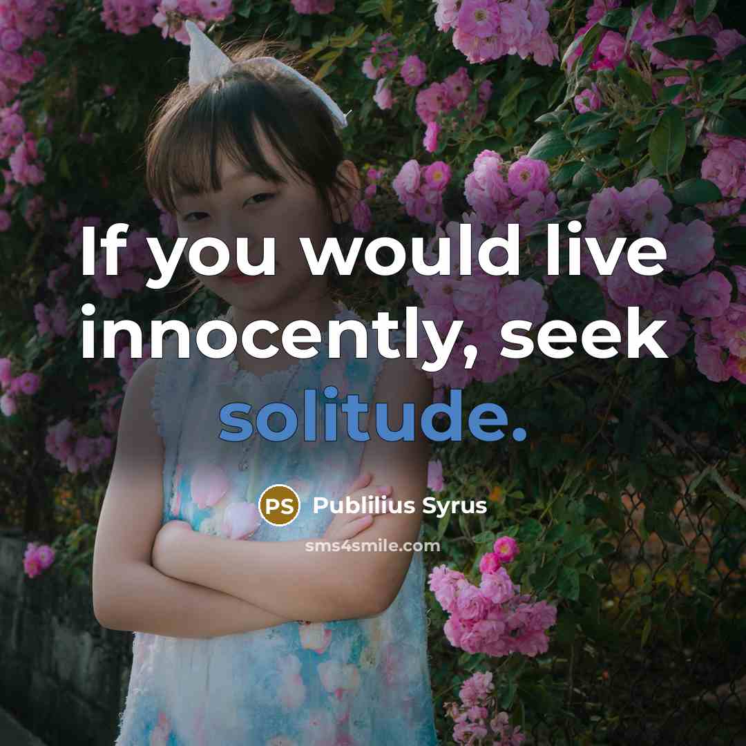 “If you would live innocently, seek solitude.…” quote by Publilius Syrus