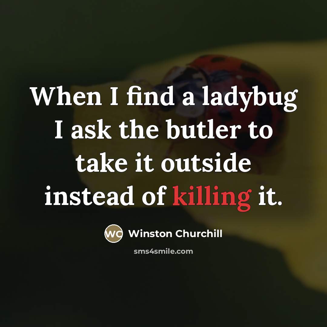 “When I find a ladybug I ask the butler to…” quote by Winston Churchill