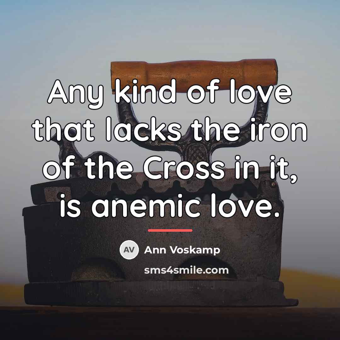 “Any kind of love that lacks the iron of the…” quote by Ann Voskamp