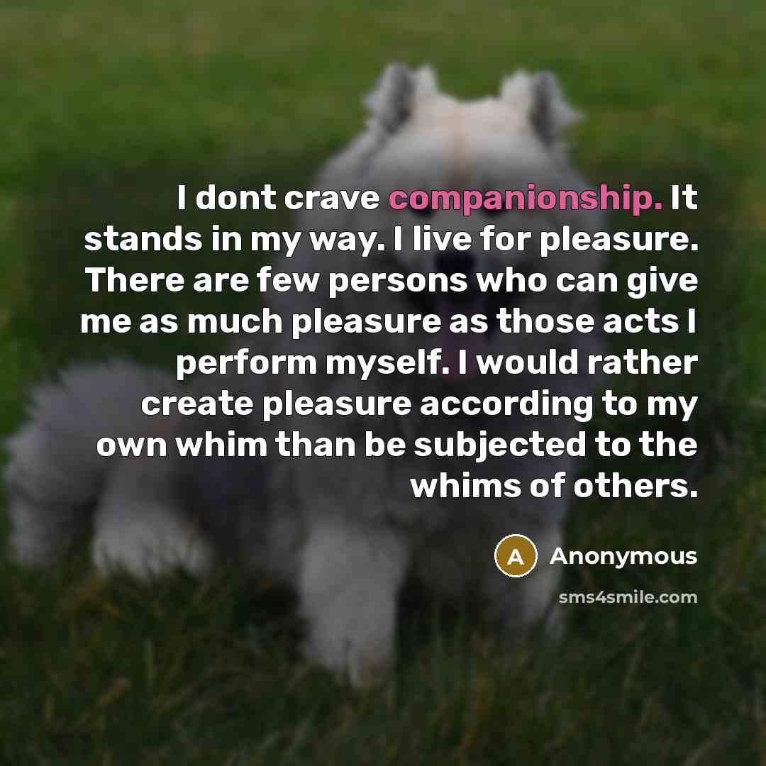 “I dont crave companionship. It stands in my way. I…” quote by Anonymous