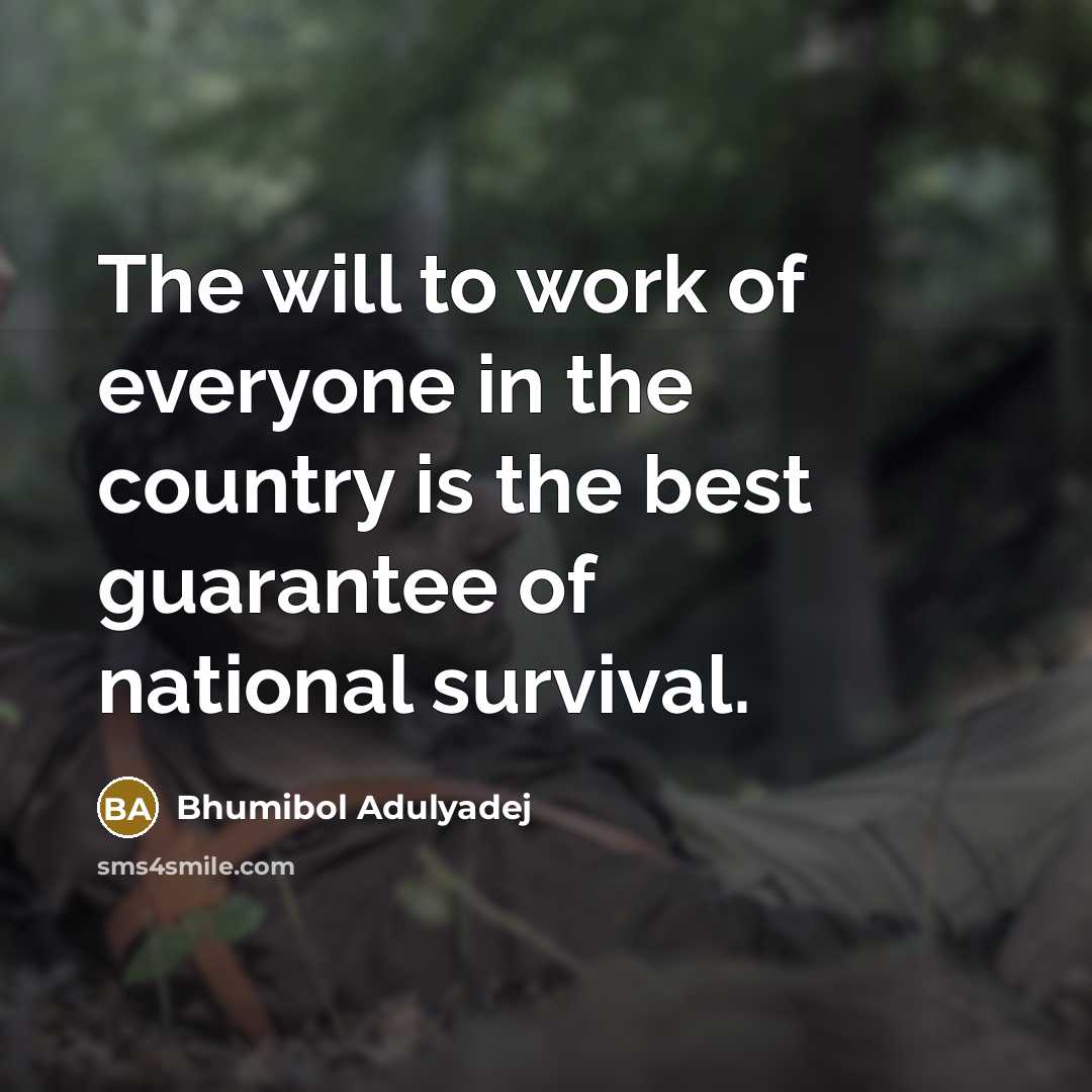 “The will to work of everyone in the country is…” quote by Bhumibol Adulyadej