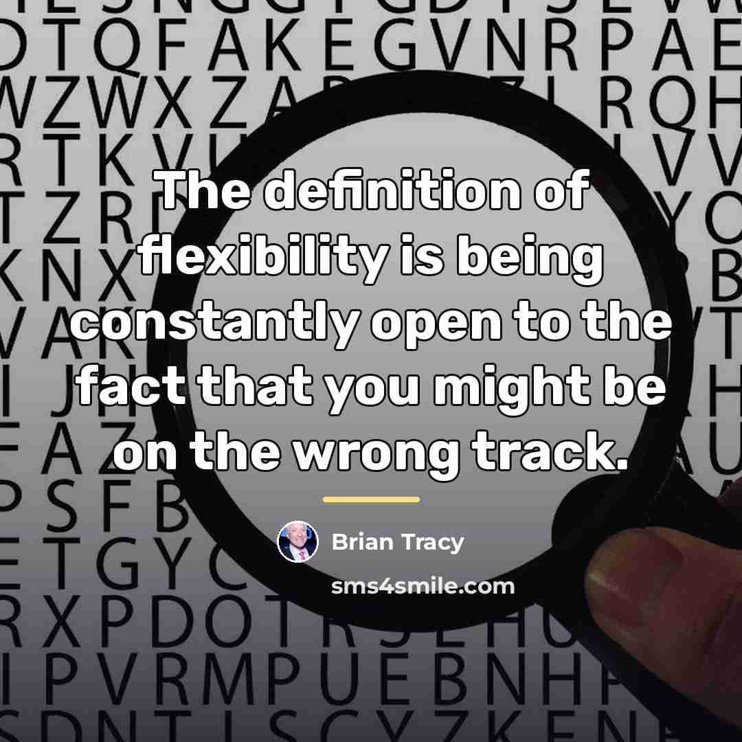“The definition of flexibility is being constantly open to the…” quote by Brian Tracy