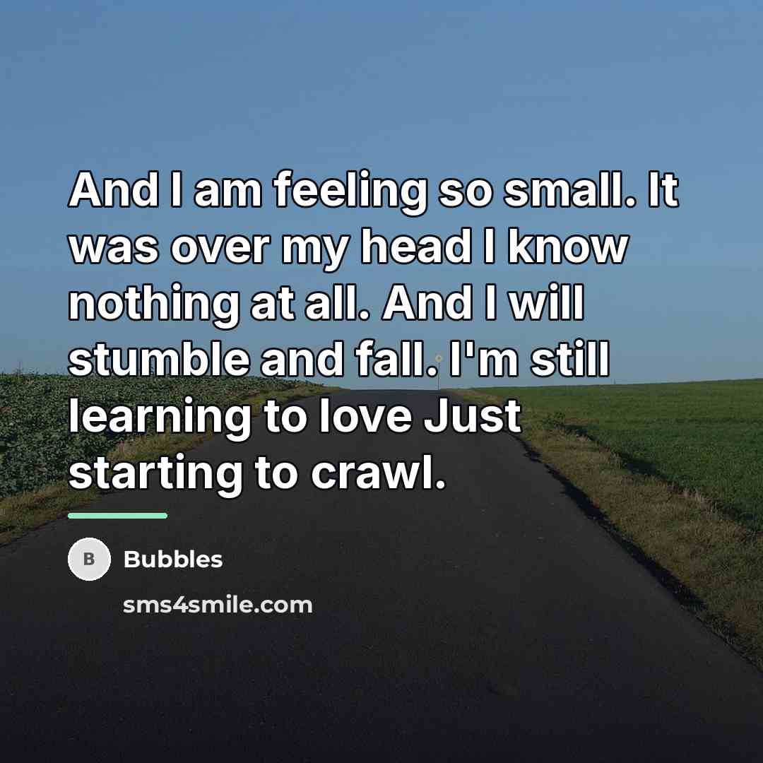“And I am feeling so small. It was over my…” quote by Bubbles