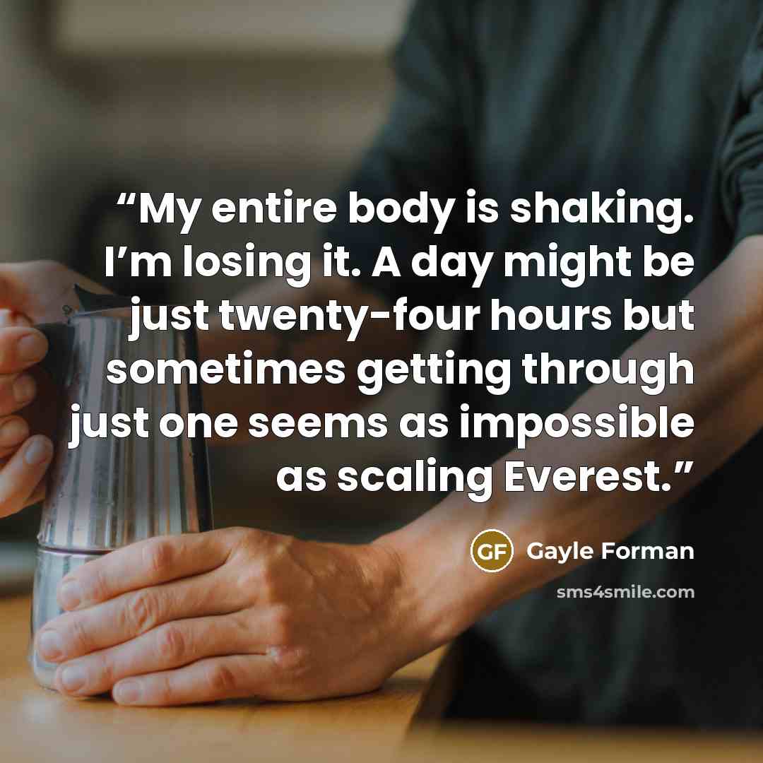 “My entire body is shaking. I’m losing it. A day might be just twenty-four hours but sometimes getting through just one seems as impossible as scaling Everest.” quote by Gayle Forman