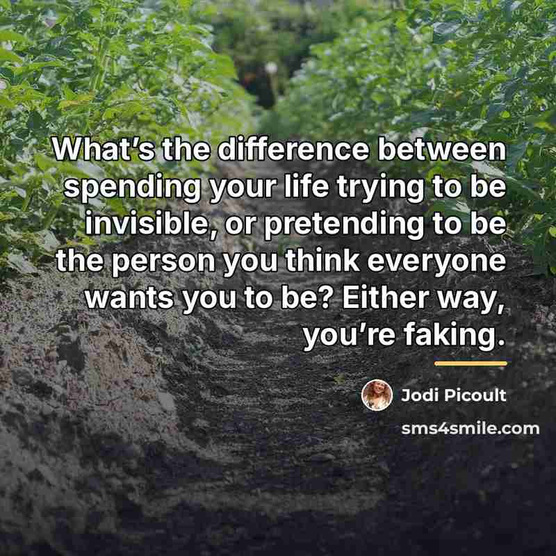 “What’s the difference between spending your life trying to be…” quote by Jodi Picoult