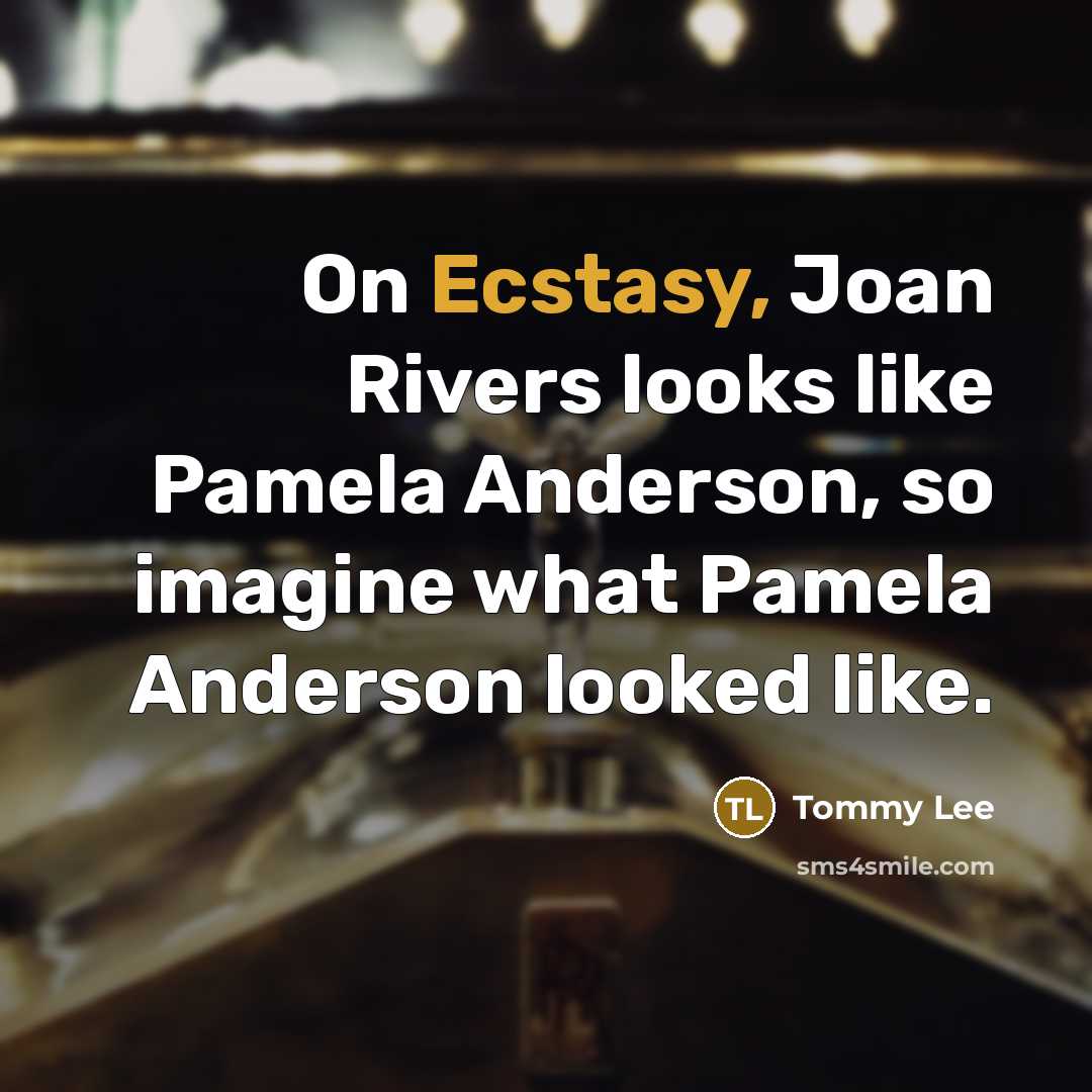 “On Ecstasy, Joan Rivers looks like Pamela Anderson, so imagine what Pamela Anderson looked like.” quote by Tommy Lee