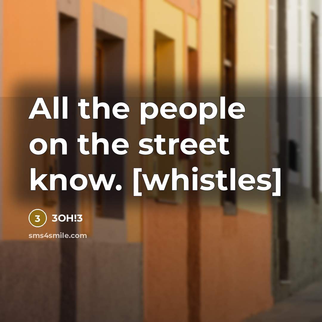 “All the people on the street know. [whistles]” quote by 3OH!3