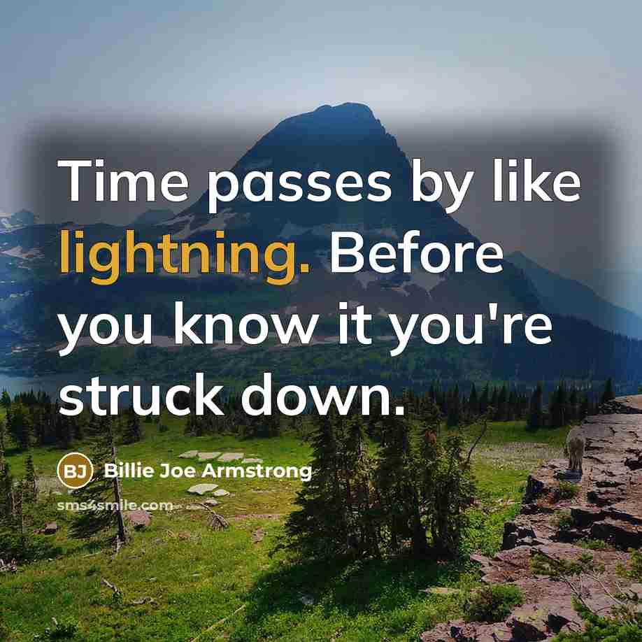 “Time passes by like lightning. Before you know it you're struck down.” quote by Billie Joe Armstrong