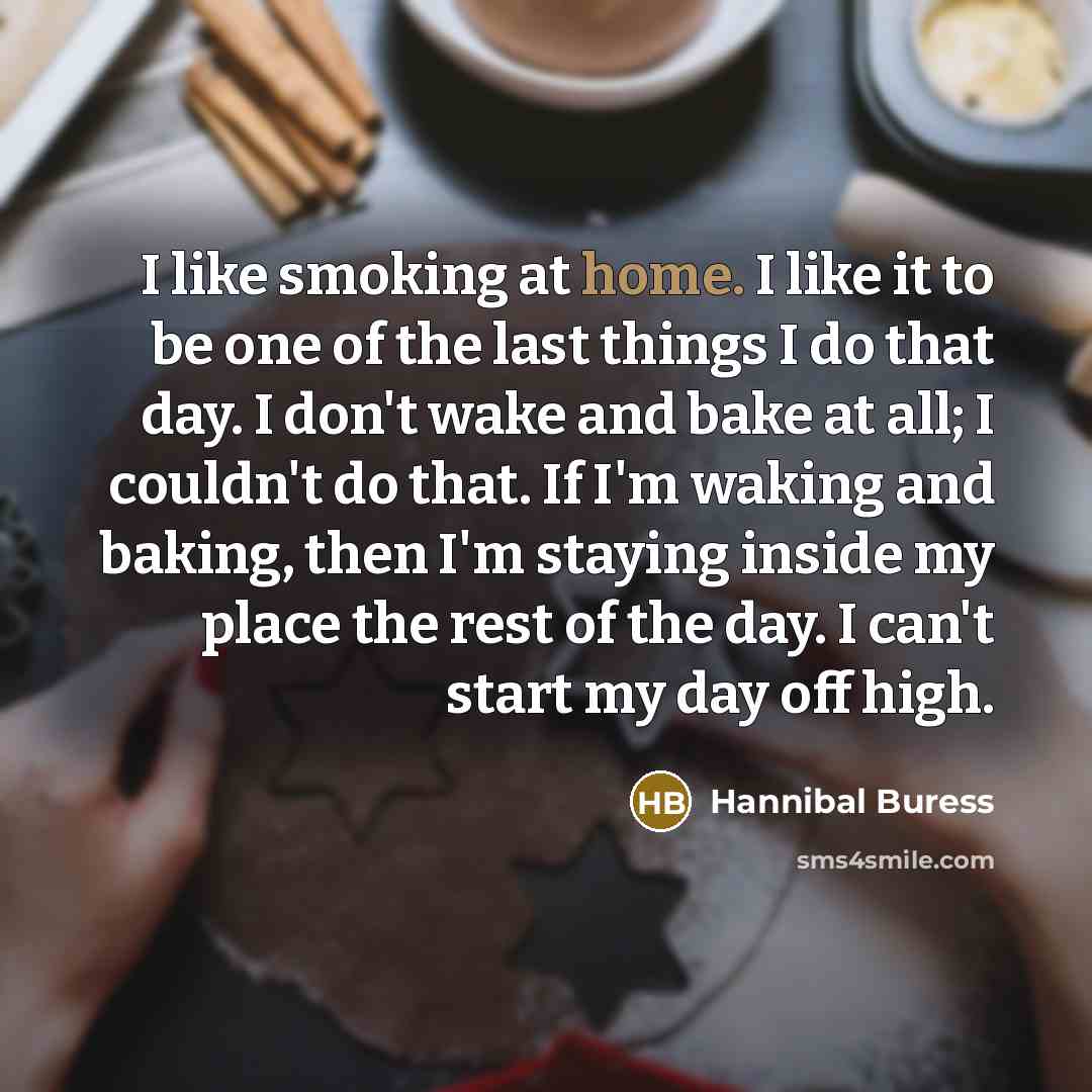 “I like smoking at home. I like it to be…” quote by Hannibal Buress
