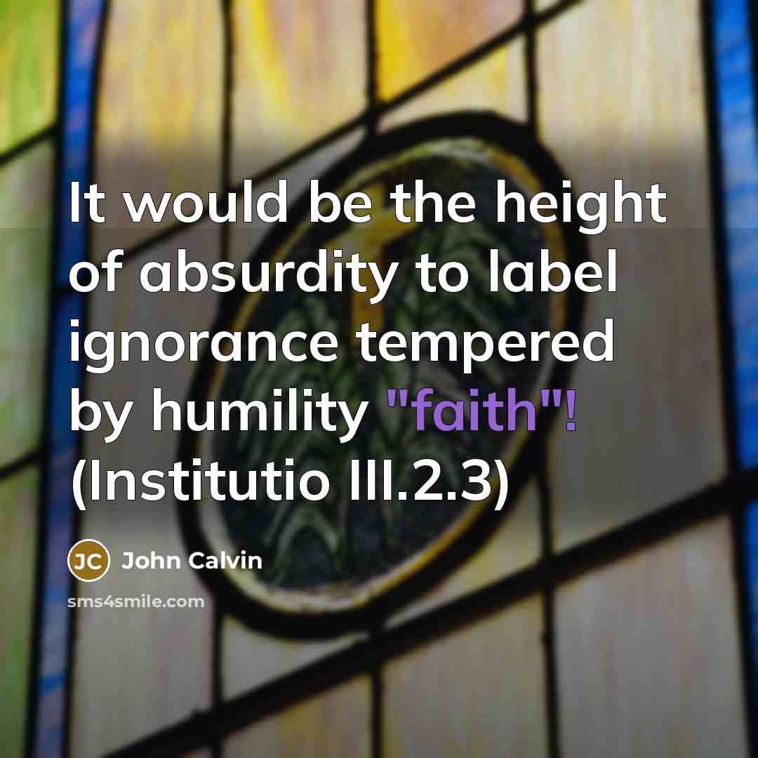 “It would be the height of absurdity to label ignorance…” quote by John Calvin