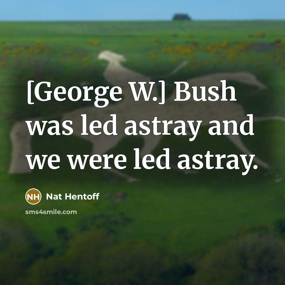 “[George W.] Bush was led astray and we were led…” quote by Nat Hentoff