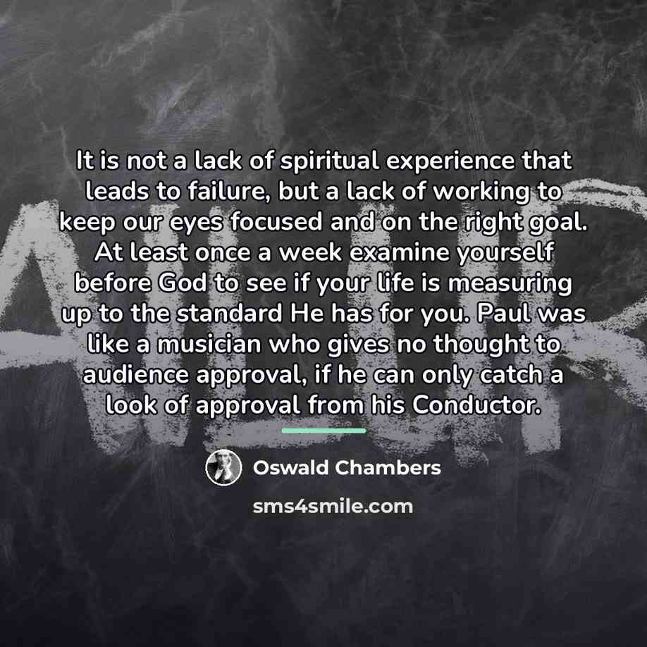 “It is not a lack of spiritual experience that leads…” quote by Oswald Chambers