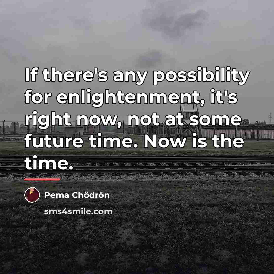 “If there's any possibility for enlightenment, it's right now, not…” quote by Pema Chodron