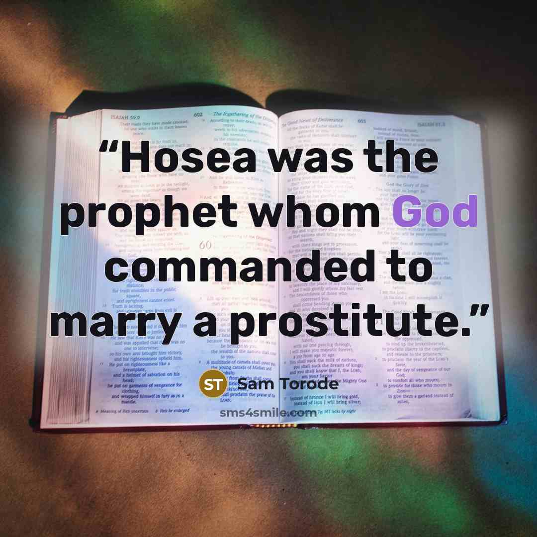 “Hosea was the prophet whom God commanded to marry a prostitute.” quote by Sam Torode