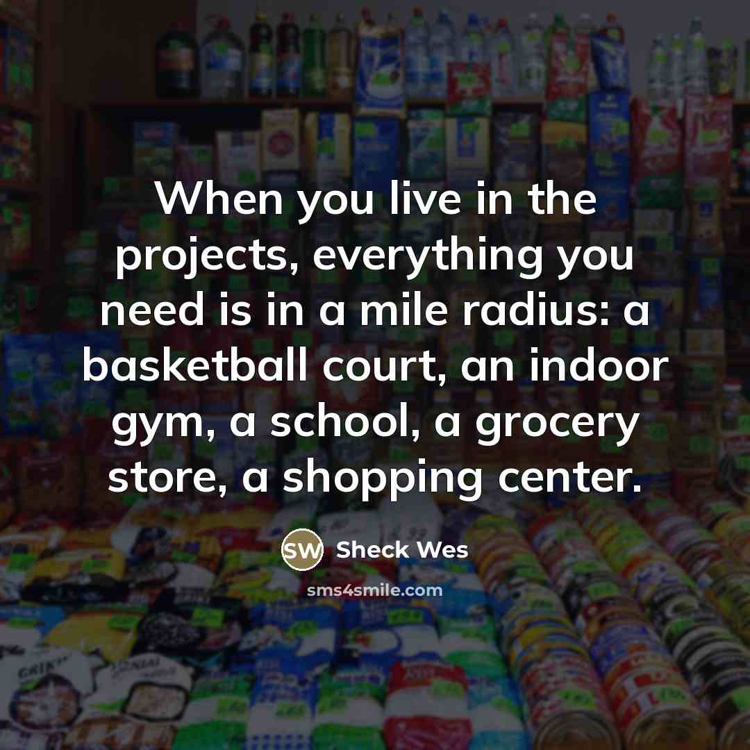 “When you live in the projects, everything you need is…” quote by Sheck Wes