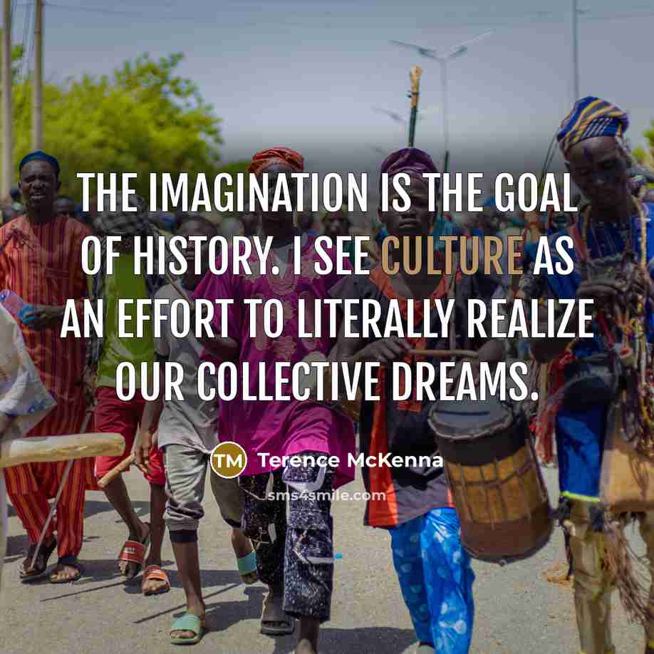 “The imagination is the goal of history. I see culture…” quote by Terence McKenna