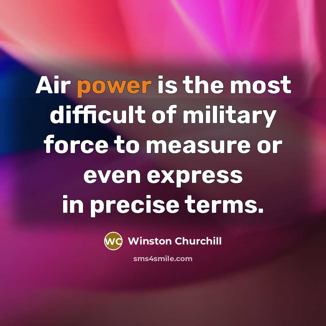 “Air power is the most difficult of military force to…” quote by Winston Churchill