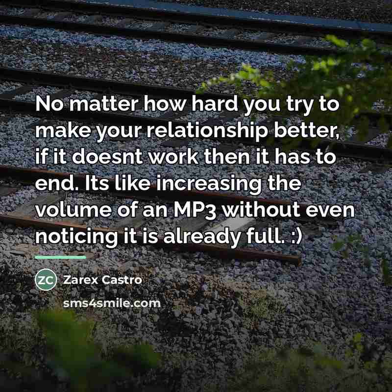 “No matter how hard you try to make your relationship…” quote by Zarex Castro
