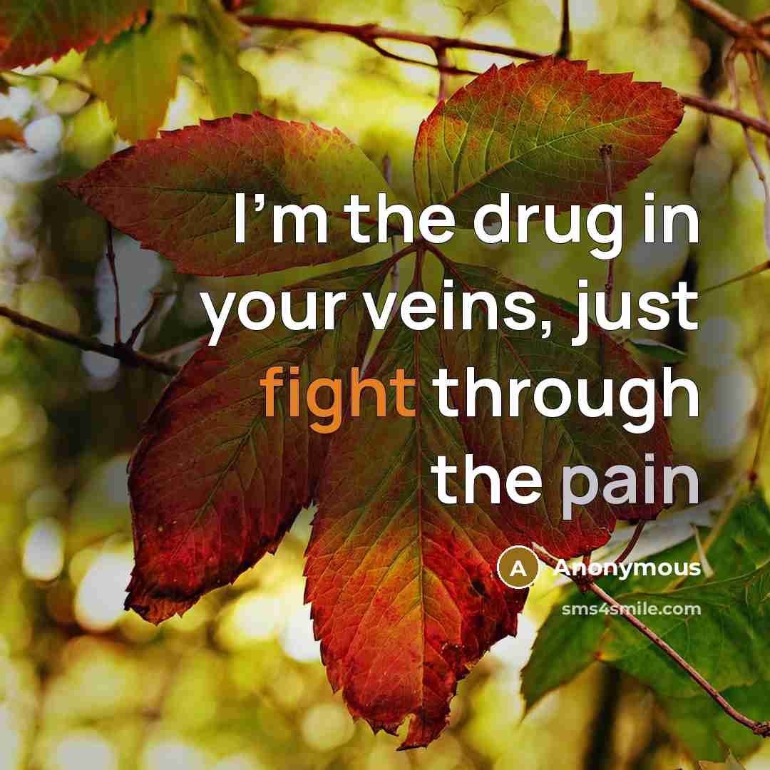 “I'm the drug in your veins, just fight through the…” quote by Anonymous