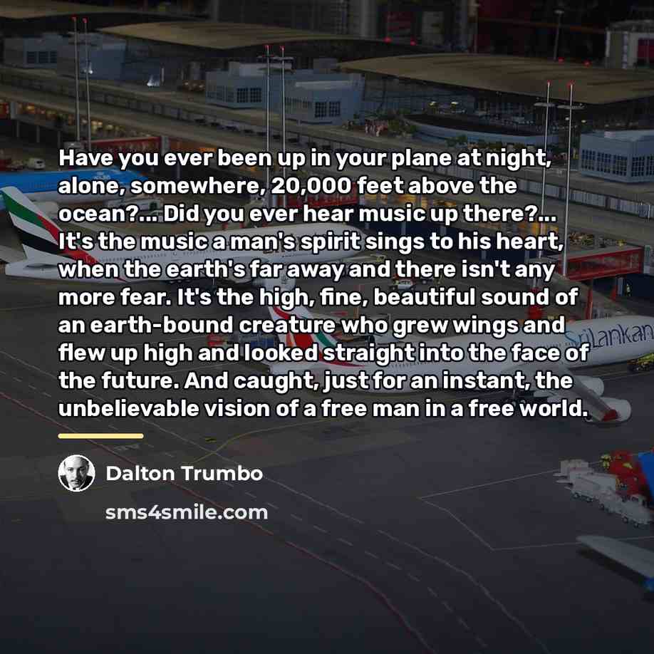 “Have you ever been up in your plane at night,…” quote by Dalton Trumbo