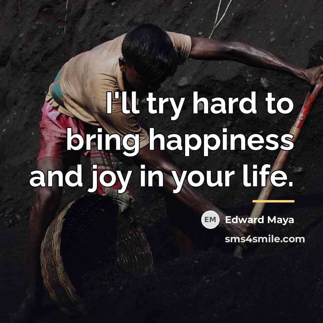 “I'll try hard to bring happiness and joy in your…” quote by Edward Maya