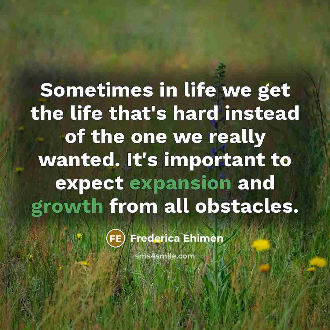 “Sometimes in life we get the life that's hard instead…” quote by Frederica Ehimen