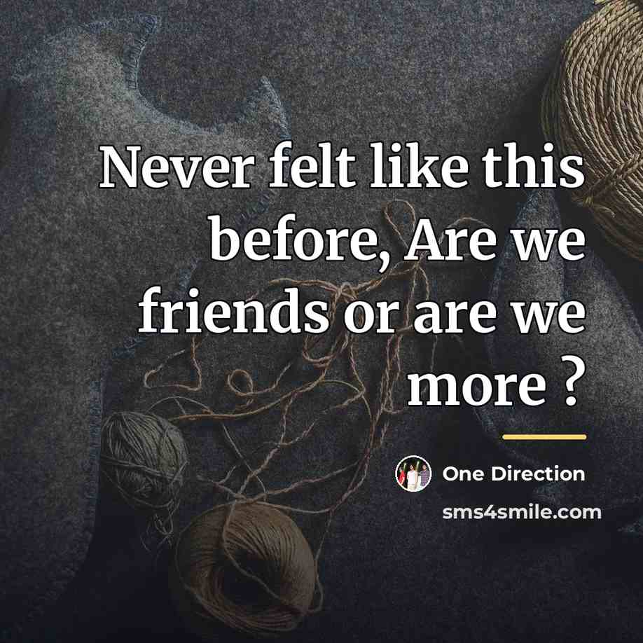 “Never felt like this before, Are we friends or are…” quote by One Direction