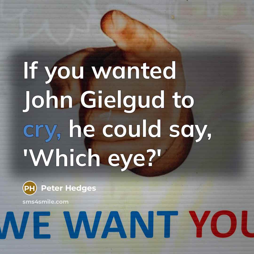 “If you wanted John Gielgud to cry, he could say,…” quote by Peter Hedges