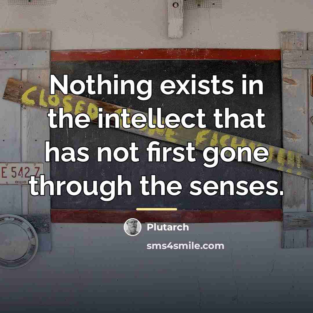 “Nothing exists in the intellect that has not first gone…” quote by Plutarch
