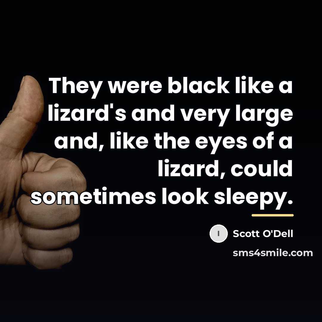 “They were black like a lizard's and very large and,…” quote by Scott O'Dell
