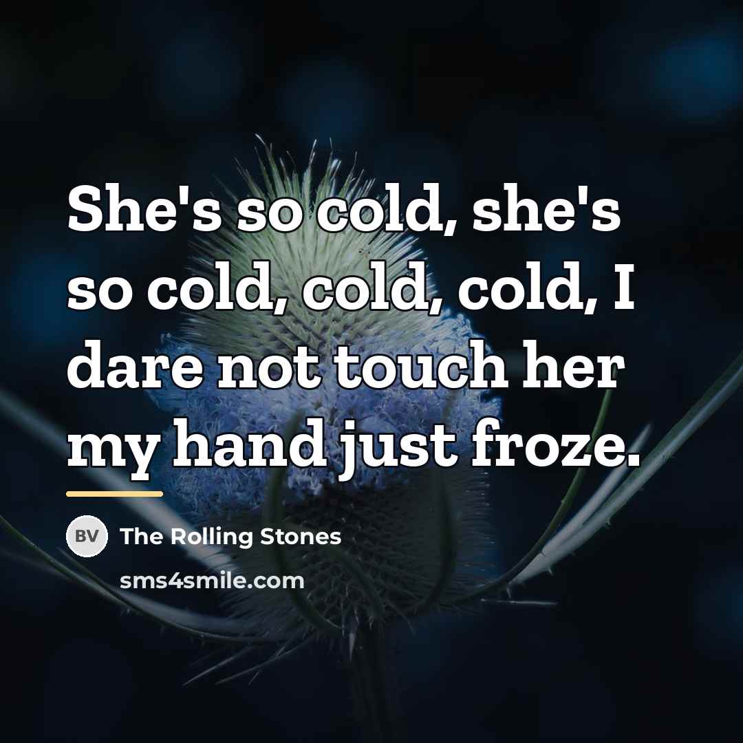 “She's so cold, she's so cold, cold, cold, I dare…” quote by The Rolling Stones