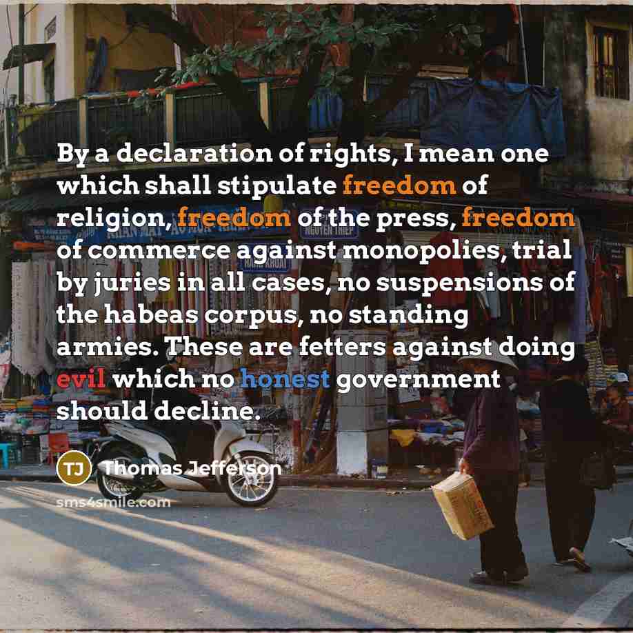 “By a declaration of rights, I mean one which shall…” quote by Thomas Jefferson