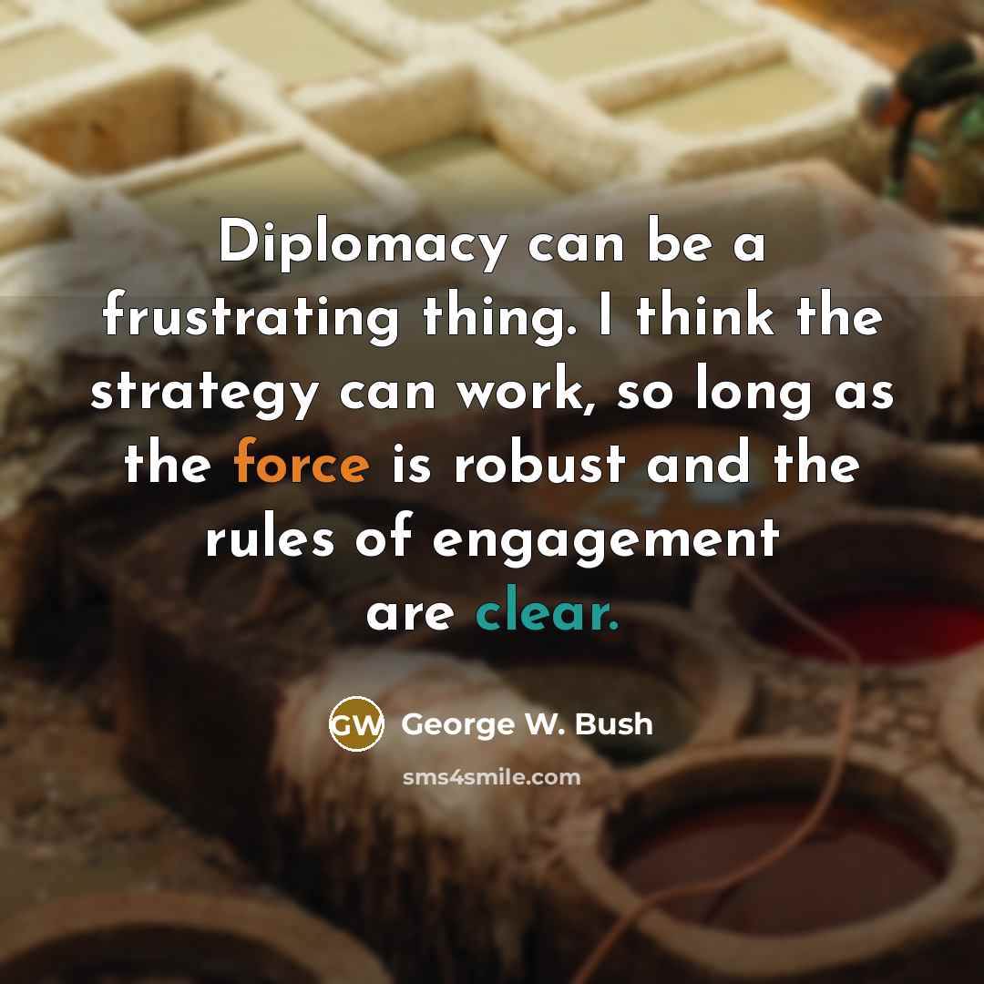 “Diplomacy can be a frustrating thing. I think the strategy…” quote by George W. Bush