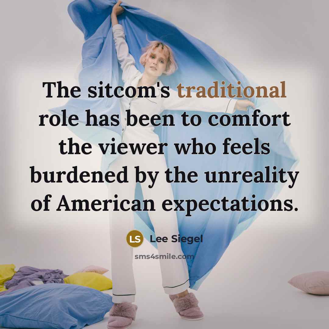 “The sitcom's traditional role has been to comfort the viewer…” quote by Lee Siegel