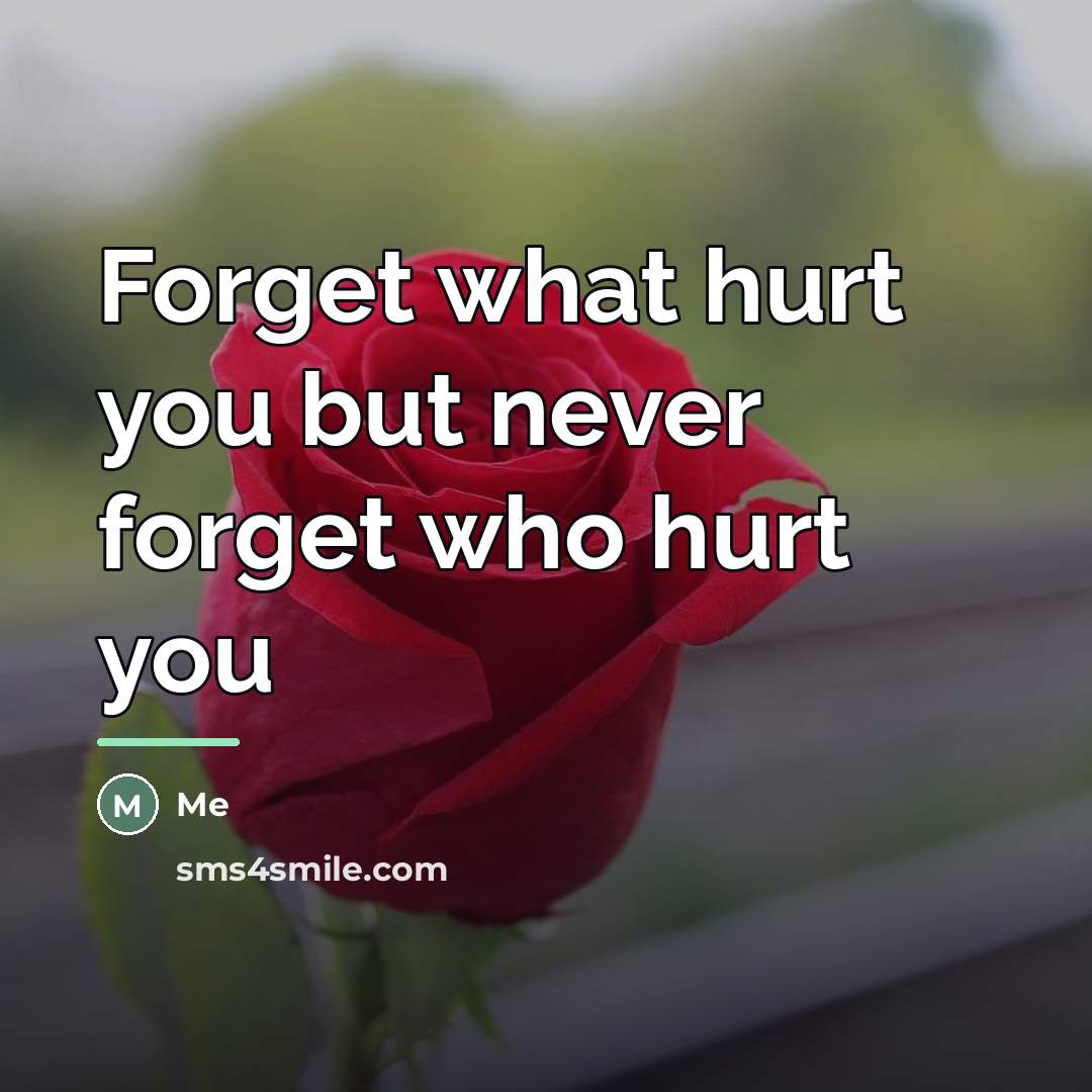 “Forget what hurt you but never forget who hurt you…” quote by Me