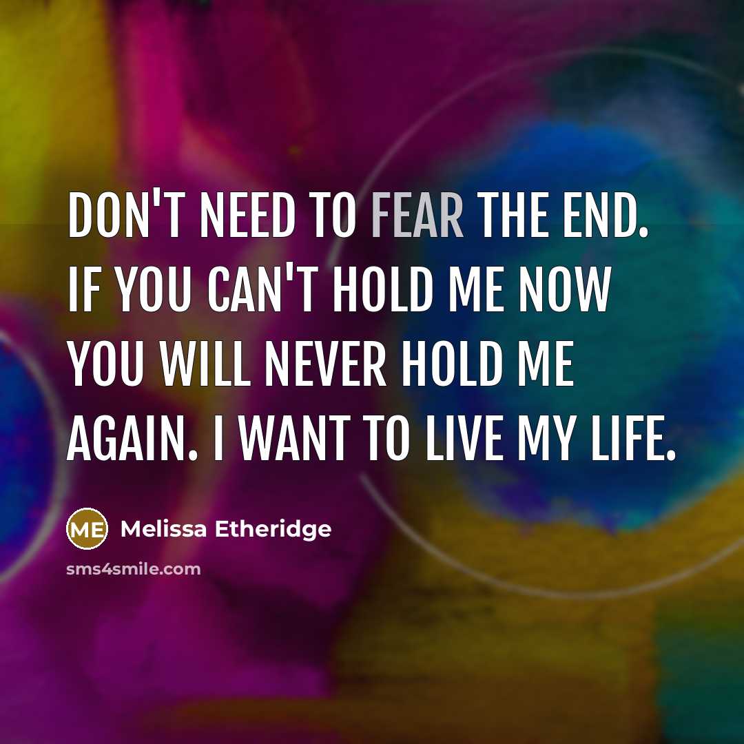 “Don't need to fear the end. If you can't hold…” quote by Melissa Etheridge