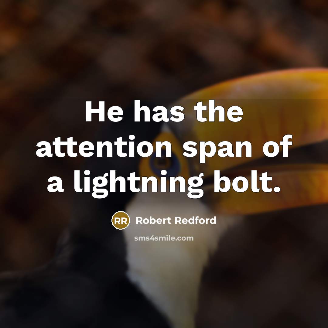 “He has the attention span of a lightning bolt.…” quote by Robert Redford